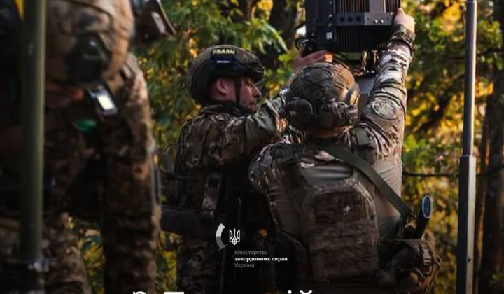 Ukrainian military defending against enemy drones