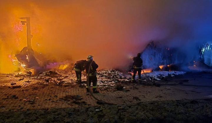 Fire in Odesa Region, trailers with food