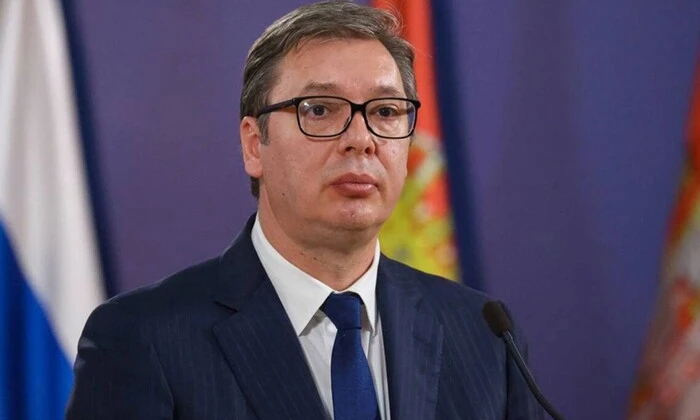 Serbian President Aleksandar Vucic at the meeting