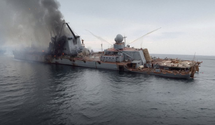 Military ships at sea in Ukraine
