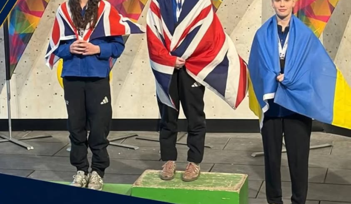 Ukrainian rock climber with bronze medal