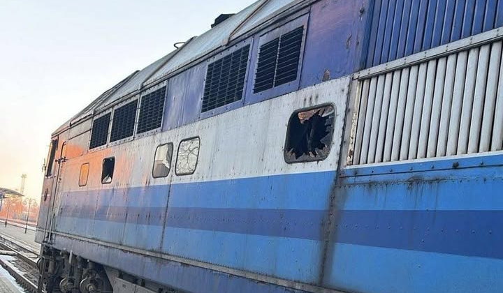 Drone hits train locomotive