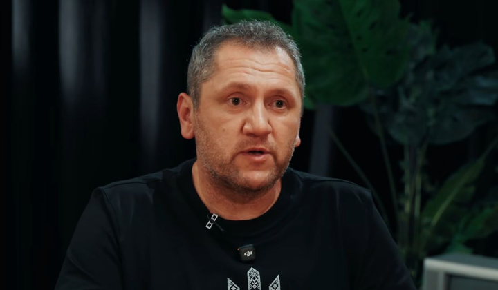 Drone pilot speaking at a press conference