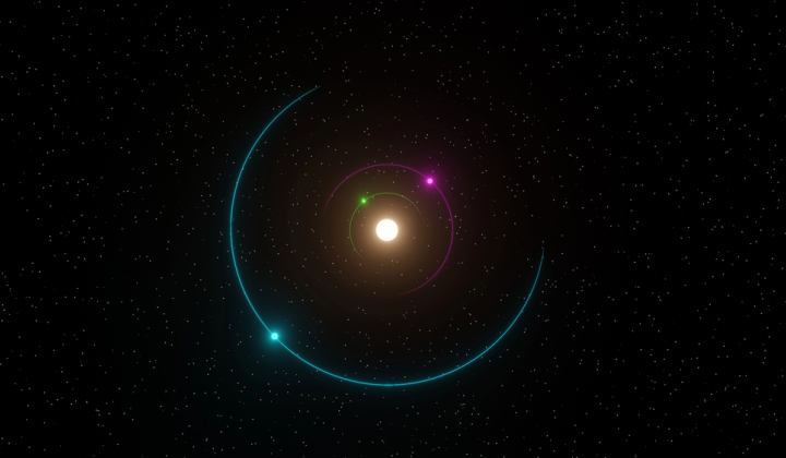 Schematic representation of the double star system 70 Ophiuchi