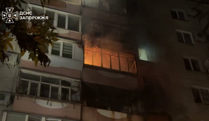 Firefighters during the aftermath of the explosion in Zaporizhia