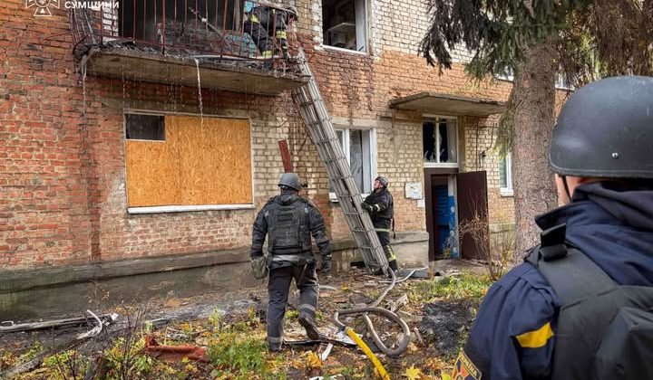 Fire in a five-story building in Hlukhiv