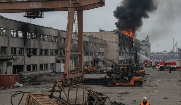 Russian strike causes fire in Odessa port