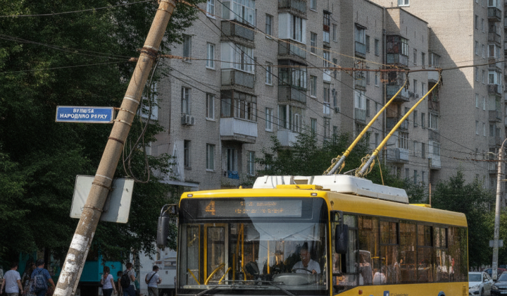 Троллейбус №4 на улице Народного Движения