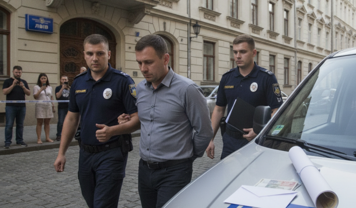 Поліцейський затримує чоловіка за хабар у Львові