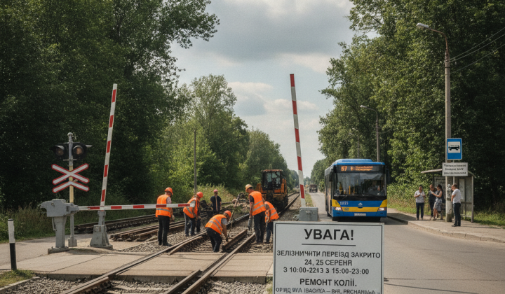Закрытый железнодорожный переезд в Брюховичах