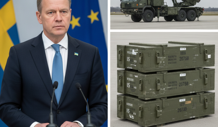 Логотип Швеции и Украины на фоне денежных купюр