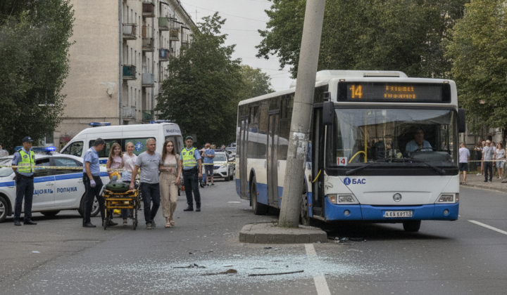 Автобус №14 врізався в електроопору