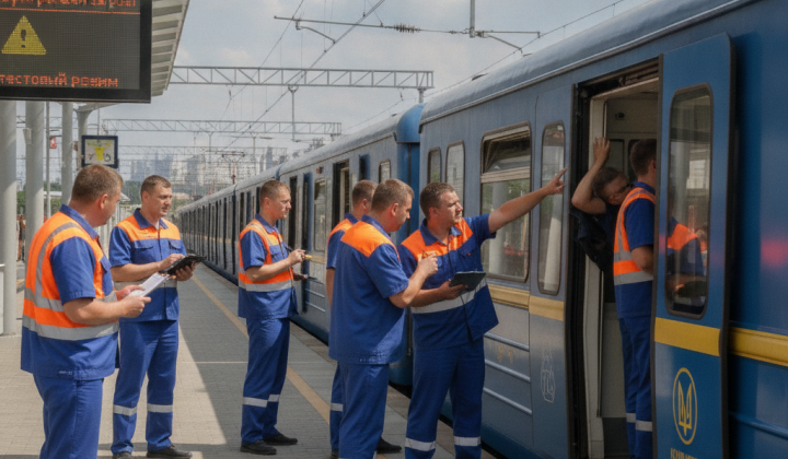 Наземный тестовый поезд зеленой линии метро