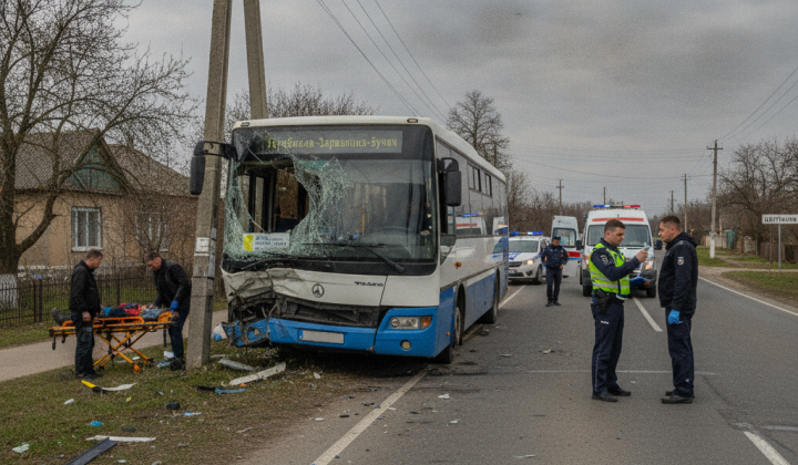 П'яний водій автобуса з'їхав з дороги