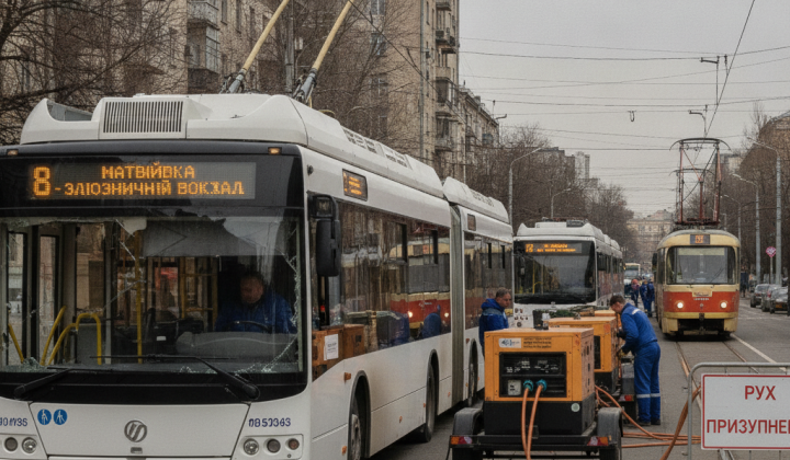 Пошкоджений тролейбус в Миколаєві