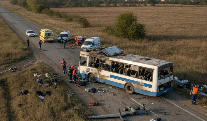 Безпілотник Російських військ атакує автобус