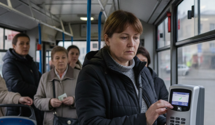 Пасажирка сплачує за проїзд