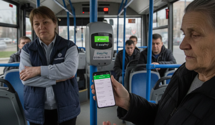 Пассажирка оплачивает проезд в Кропивницком