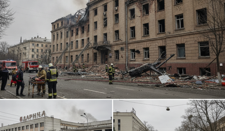 Дрон попал в здание НАН Украины