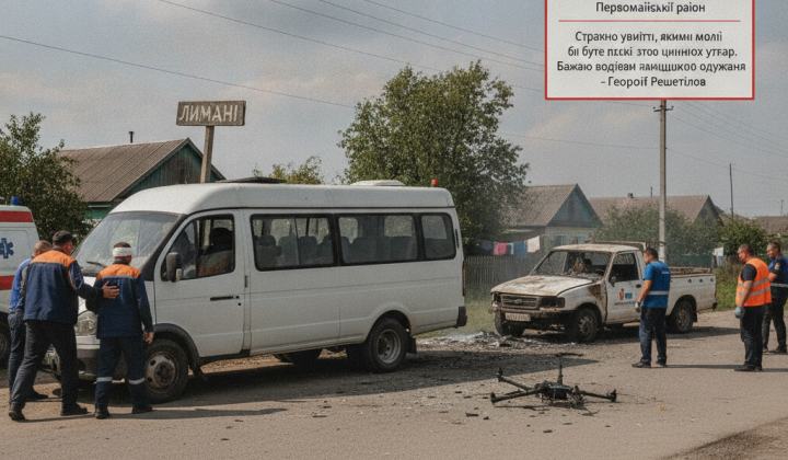 ФПВ-дрон атакує цивільну маршрутку