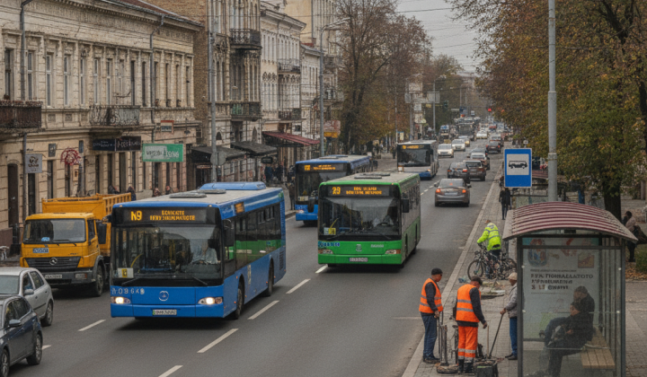 Автобус движется по обычному маршруту