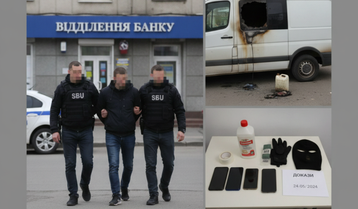Задержанные мужчины за поджог по заказу РФ
