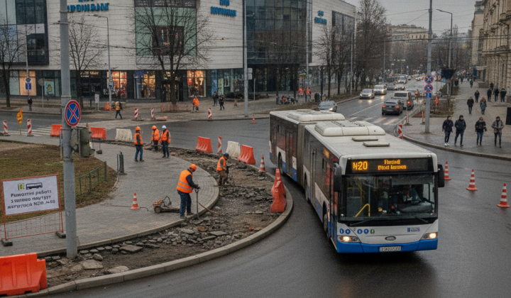 Автобуси №20 і №48 на площі 700-річчя