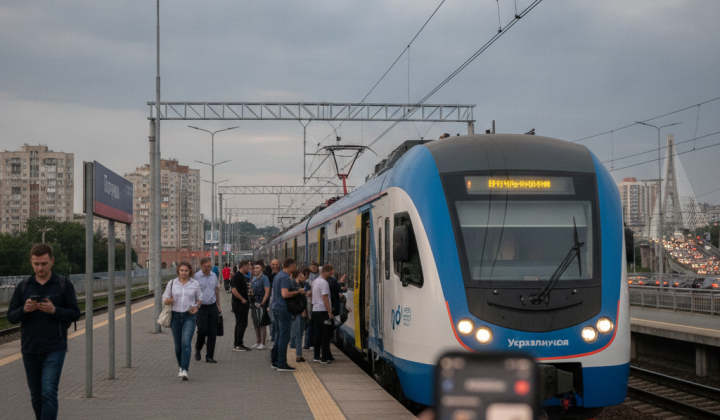 Поезд Kyiv City Express на Южном мосту