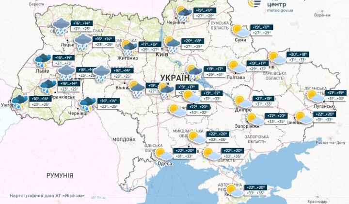 Зливи та спека в Україні