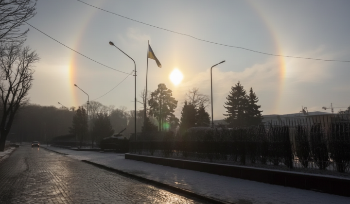 Сонячне гало над Львовом на Різдво