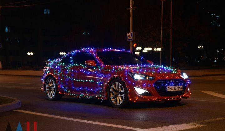 Patrol Police and Garlands on Cars