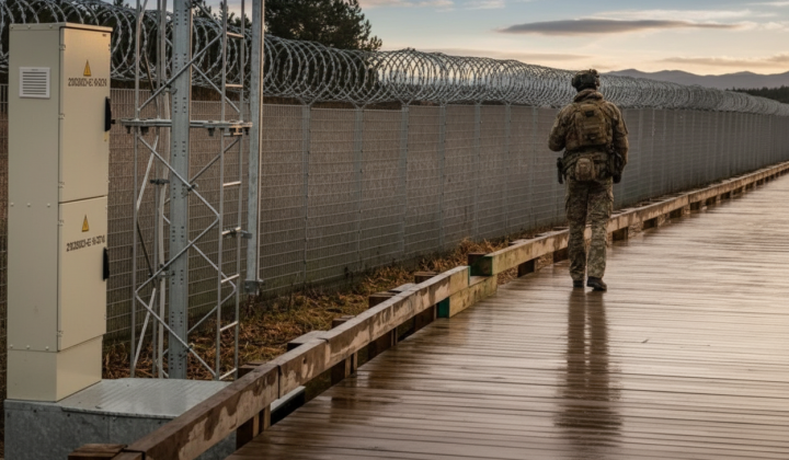 Barrier on the border of Latvia with Russia