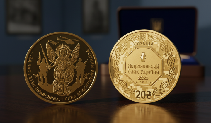 Gold coin featuring Archangel Michael