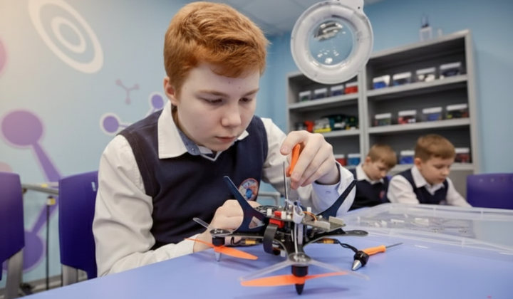 Children with drones at the holiday
