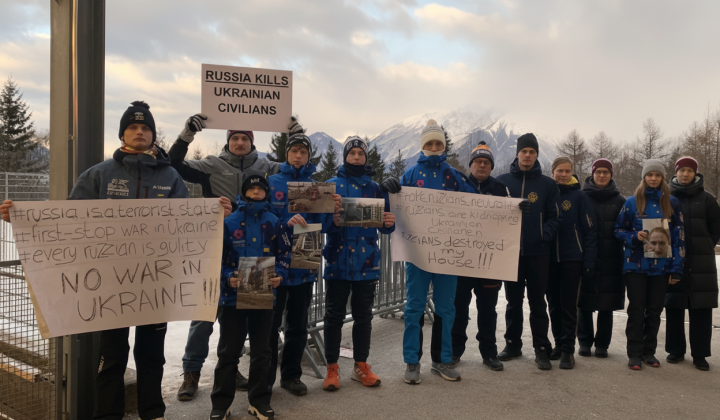 Protest of Ukrainian and Latvian skeletonists