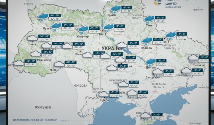 Сніг та мороз в Україні