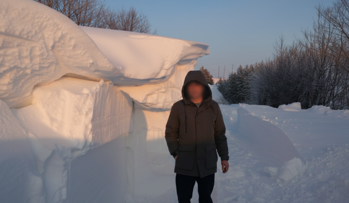 Снег на дороге в Прикарпатье