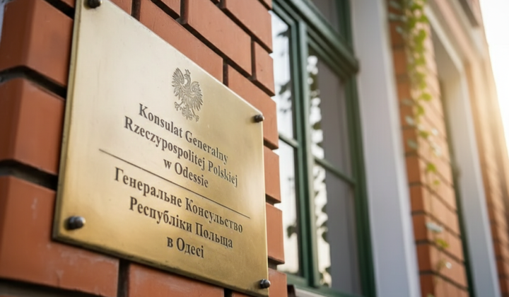 Пошкоджене консульство Польщі в Одесі