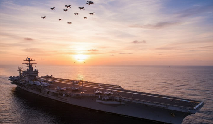 U.S. aircraft carrier against the backdrop of the sea