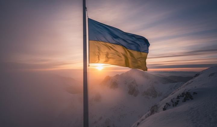 Флаг Украины опущен из-за ухудшения погоды