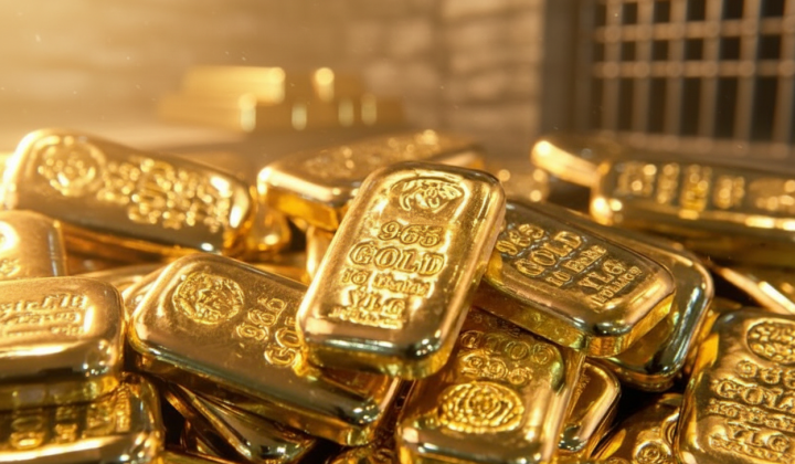 Gold on background of numbers and graphs