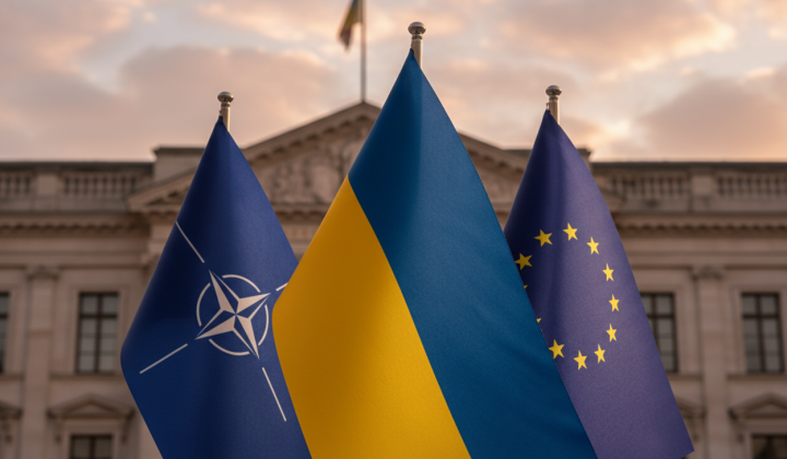 Flags of the European Union and Ukraine