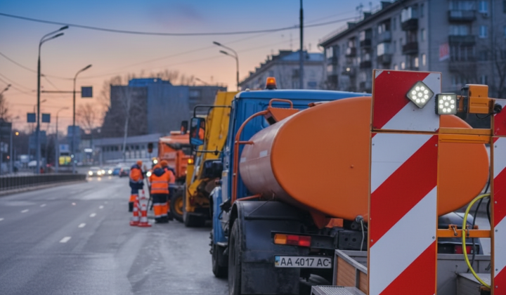 Дорожні роботи в центрі Києва