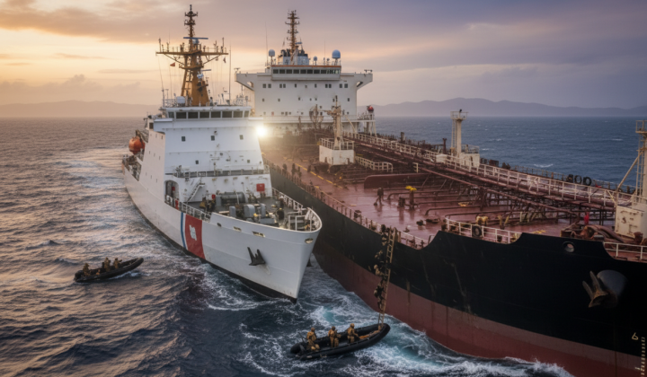 Ship with giant containers on water