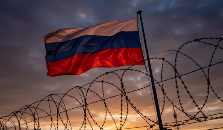 Flags of Russia and Belarus on ban