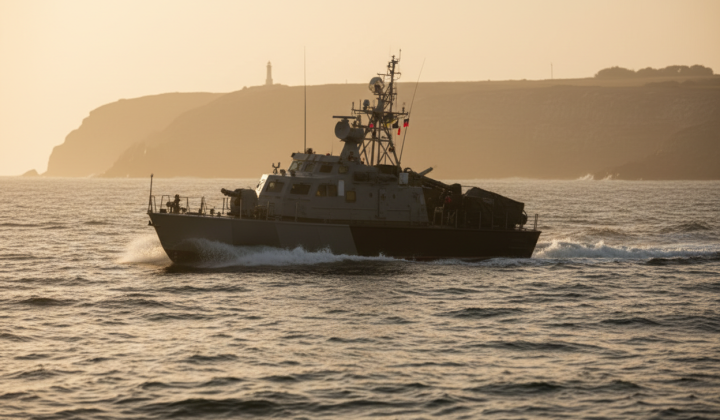 Iranian boats attacking tanker in the Strait of Hormuz
