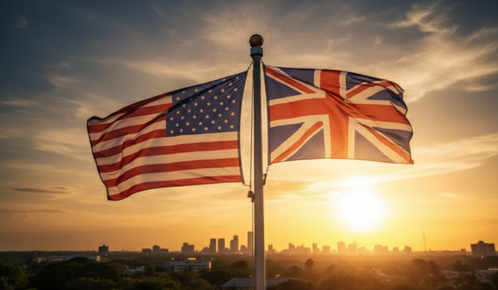 Two flags of Great Britain and USA