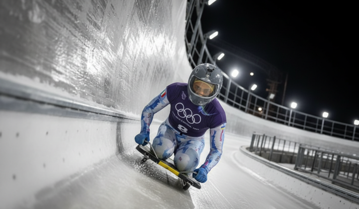 Ukrainian athlete in commemorative helmet