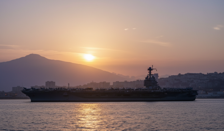 USS Gerald R. Ford aircraft carrier in the Mediterranean Sea