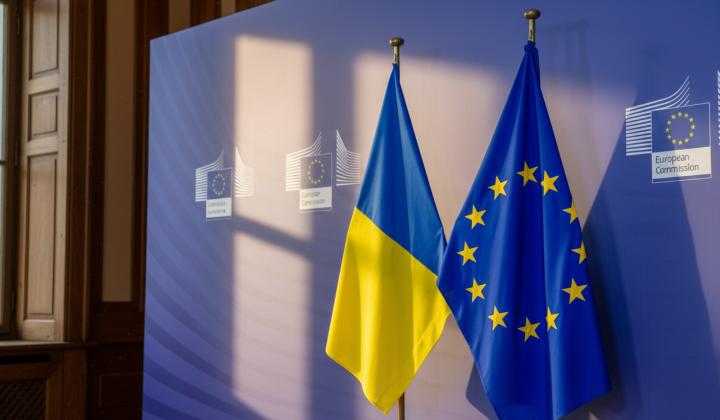 Flags of the European Union and Ukraine